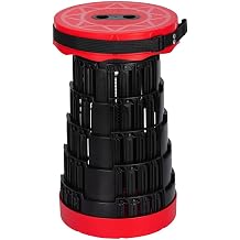 Foldable Telescopic Stool, Portable Retractable Camping Seat for Adults & Kids Adjustable Height, Lightweight & Heavy-Duty Travel Stool for Outdoor, Fishing, Hiking, Picnic, Garden (Red)