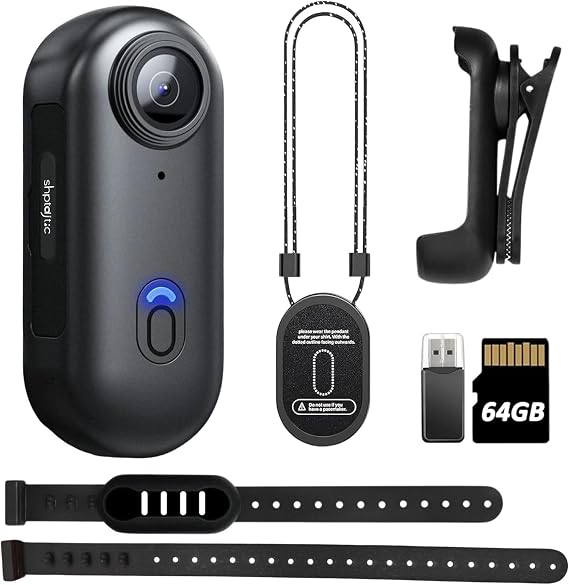 4K Body Camera, Thumb Size Cam,Wearable Camera with 360Rotatable Clip & Magnetic Clip,120 Minutes for Recording,Take for Lecture, Traveling,Pet Walking,Outdoors Activities (4K-B-64G)