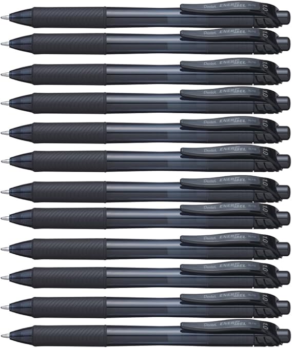 Pentel EnerGel-X Retractable Liquid Gel Pen, (1.0mm) Bold Line, Black Ink, Box of 12 (BL110-A)