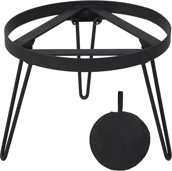 Folding Campfire Tripod for Cooking, Portable Camping Tripod Stand for Solo Stove Bonfire Fire Pit, Dutch Oven, Open Fire, Iron Black