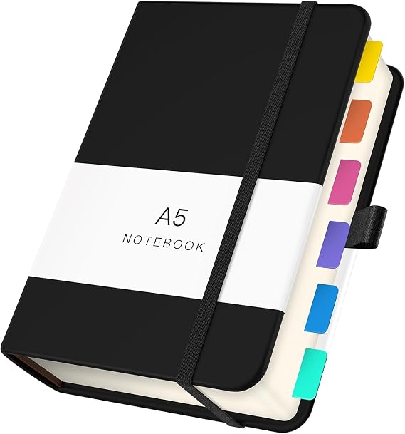 A5 Notebook Plain - PU Leather Notebook A5-14x21cm Black Notepad Hardcover - 100g/m² Unlined Paper Notebook - A5 Note Book 360 Pages Blank Notepads Travel Journal Planner