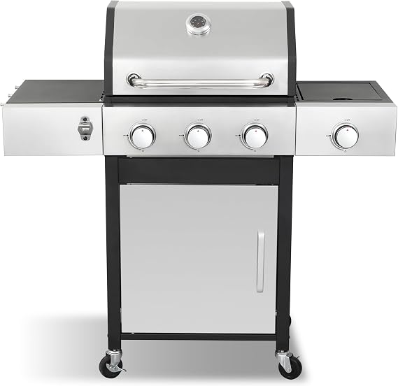 3-Burner Propane Gas Grill with Side Burner, 39,000 BTU
