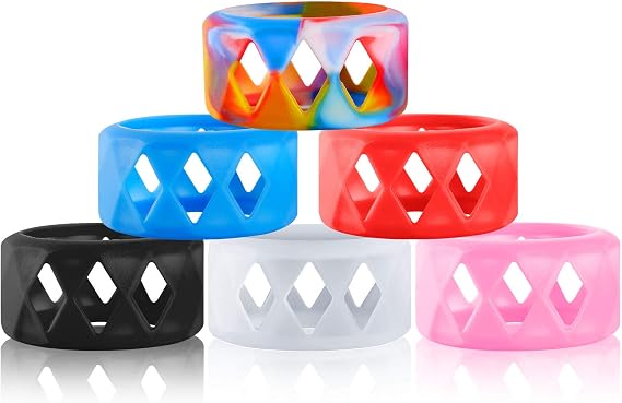 Amylove 6 Pieces Silicone Anti Slip Ring Non Skid Band Ring Soft Protection Sleeve 25 x 17 mm