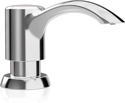 SAMODRA Built in Kitchen Sink Soap Dispenser Chrome with 12 oz Large PET Lotion Bottle, Refill from Top