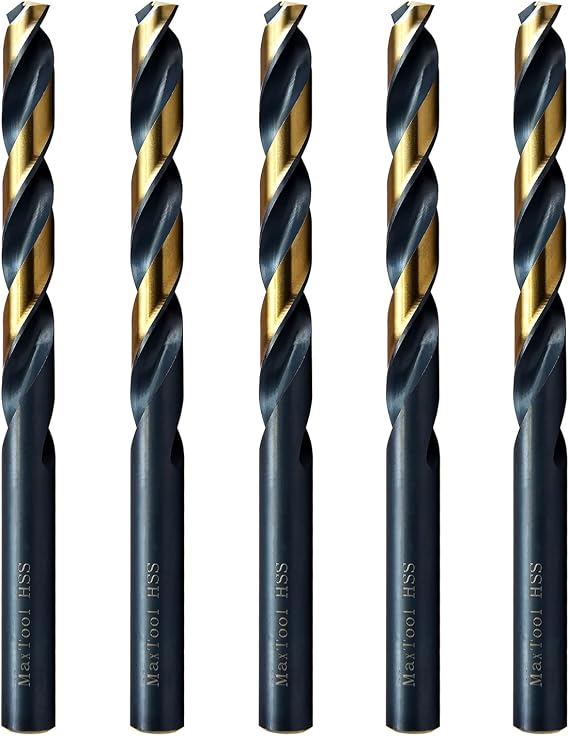 MAXTOOL Letter H 5pcs Identical Jobber Length Drills Dia 0.266" HSS M2 Twist Drill Bits Fully Ground Black-Bronze Straight Shank Drills; JBL02H10RHP5