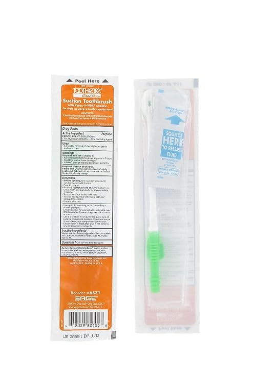 Toothette Oral Care Single Use Suction Toothbrush System with Perox-A-Mint Solution