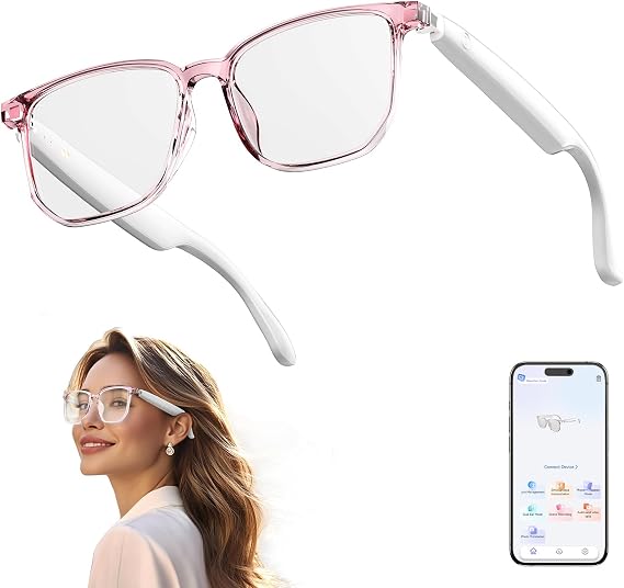 QxzPower AI Smart Glasses, Bluetooth 6.0 Real-Time Translation Glasses