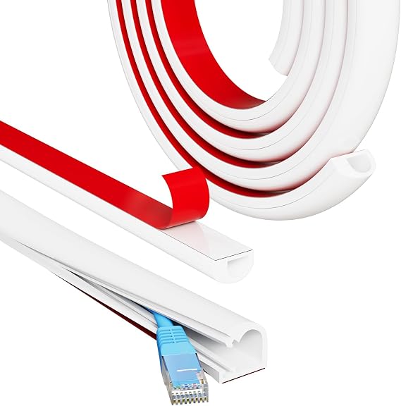 1M White Self-Adhesive Mini Cable Trunking for Electric Cables Kit