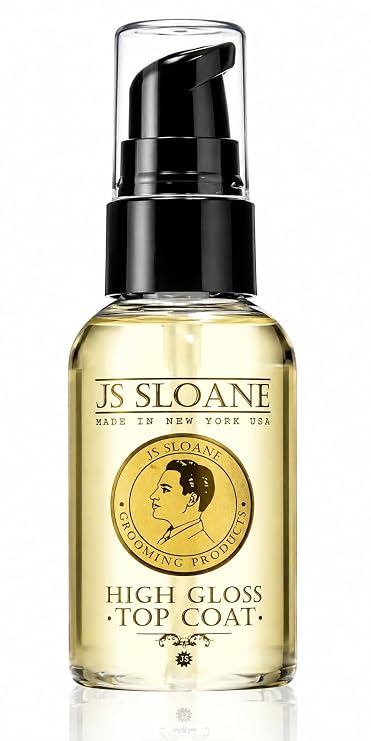 JS Sloane High Gloss Top Coat Hair Shine Serum for Men, Lightweight Finishing Oil, Adds Brilliant Shine & Controls Frizz, Water-Based, Non-Greasy Styling Finisher, 2 fl oz