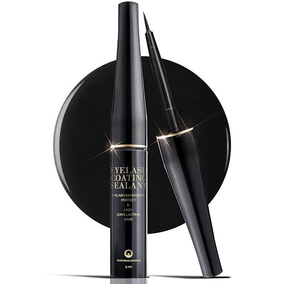 DLUX PROFESSIONAL Lash Extension Sealant, Green Tea & Hydrolyzed Silk, 5 ml | Eyelash extension sealant and black lash coating with green tea and silk for aftercare, definition and adhesive protection