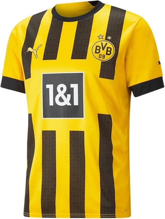 PUMA Borussia Dortmund Men's Home Jersey 22/23 (as1, Alpha, m, Regular, Regular, Medium) Black, Yellow