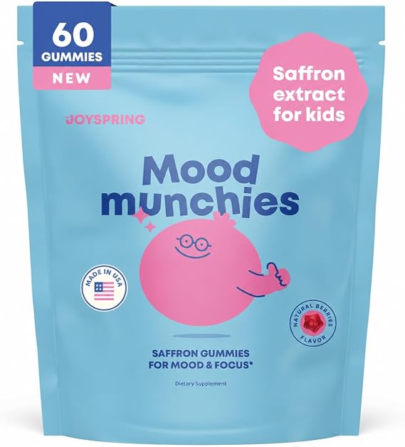 JoySpring Mood Munchies Kids Saffron Gummies, 60 Count, Ages 4+