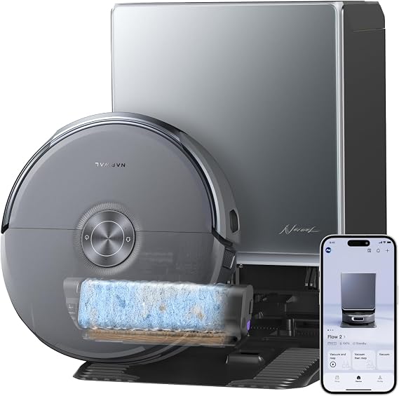 NARWAL Flow 2 Robot Vacuum and Mop Combo, 31000Pa, FlowWash Mop, Black