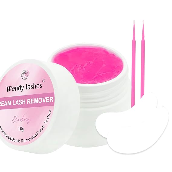 Lash Remover Kit for Lash Extensions Pink Professional Fast Low Irritation Cream Glue-remover 10g Sensitive Skin Dissolution Extension-Remover By WENDY LASHES(Pink,10g)