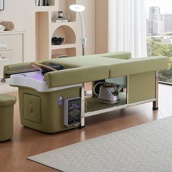 Electric Backrest Lift Shampoo Bed,Head Spa Water Circulation Massage Bed with Pedicure Shampoo Bed for Spas/Salons