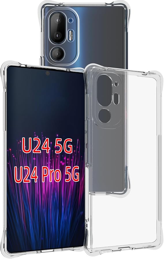 USTIYA Case for HTC U24 / HTC U24 Pro 5G Clear TPU Four Corners Military-Grade Protection Cover Transparent Soft funda