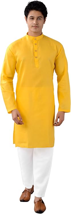 Chandrakala Men's Tunic Cotton Kurta Pajama Set Indian Casual Yoga Dress (MK101)