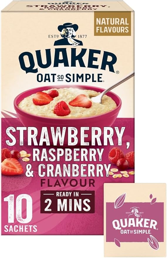 Quaker Oat So Simple Strawberry and Raspberry Porridge, 10 x sachets