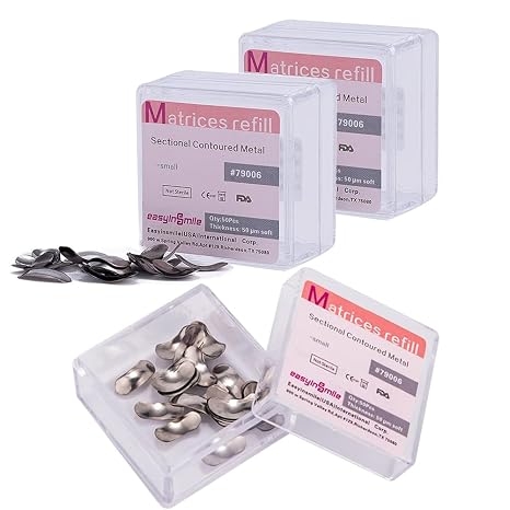 Dental Matrix Bands 3 Packs Sectional Contoured Metal Matrices System 50m for Tooth Interproximal Refill Small Size