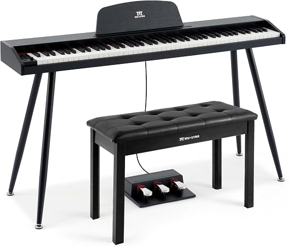 MUSTAR 88 Key Piano Keyboard with Bench, Home Digital Piano for Beginners