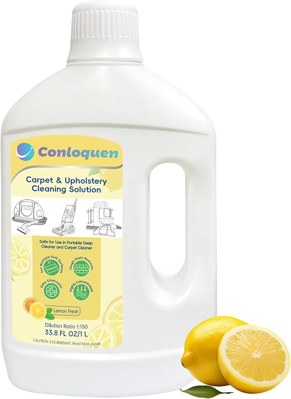 150X Concentrate Carpet Cleaner Solution Makes 39.6 Gal Formula for Portable Carpet Deep Cleaner and Upright Upholstery Cleaner Machine, 33.8 Fl.oz Carpet Stain Remover Lemon Scent
