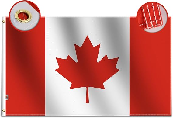 rhungift Canada Flag 3x5 FT Outdoor Canada Day Decorations,Quadruple Stitched Canadian Flags, Printed Maple Leaf 150D Heavy Polyester and Brass Grommets CA Drapeau