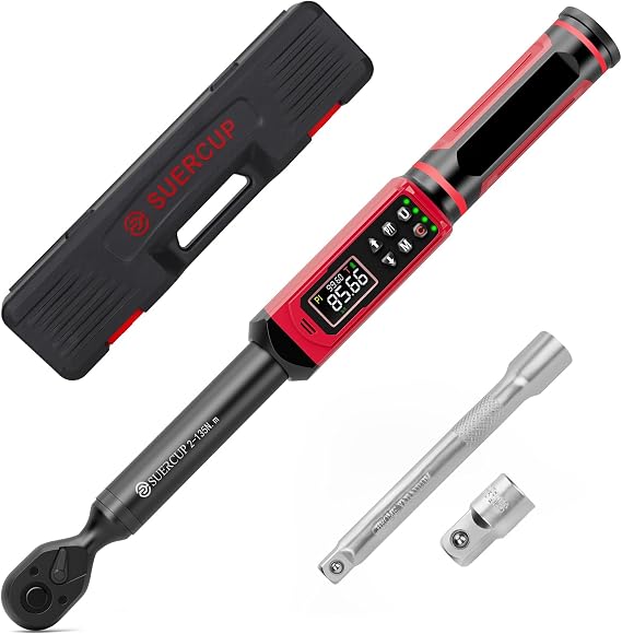 SUERCUP 3/8" Digital Torque Wrench, 1.5-99.6Ft.Lb, for Cars, Moto, Bikes