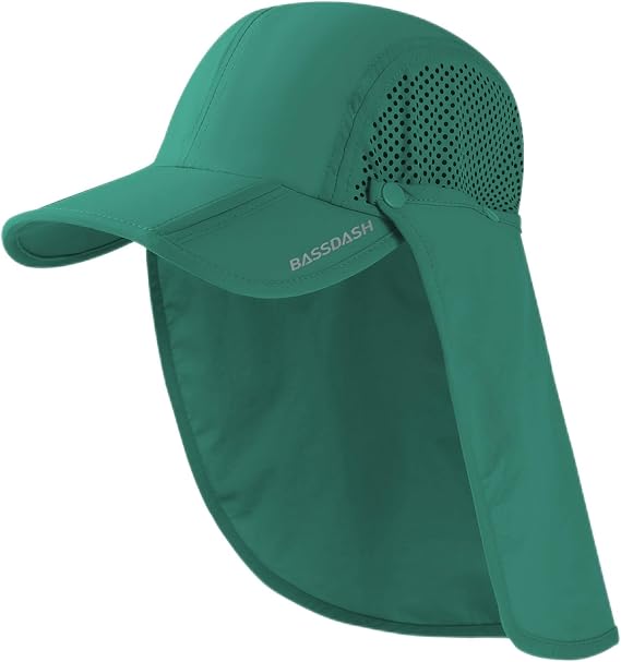 BASSDASH UPF 50+ Fishing Hat, Baseball Cap with Removable Neck Flap
