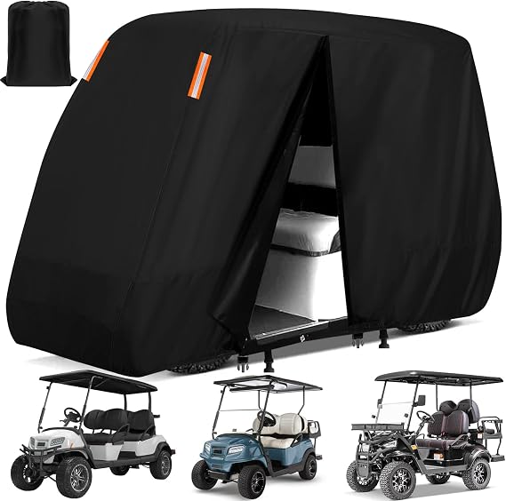 Golf Cart Cover 2/4/6 Passenger Golf Cart Covers Extended Roof Waterproof Outdoor,Durable Weatherproof,Compatible with Club Car, EZGO, Yamaha, Cushman, Evolution, Star,Tomberlin