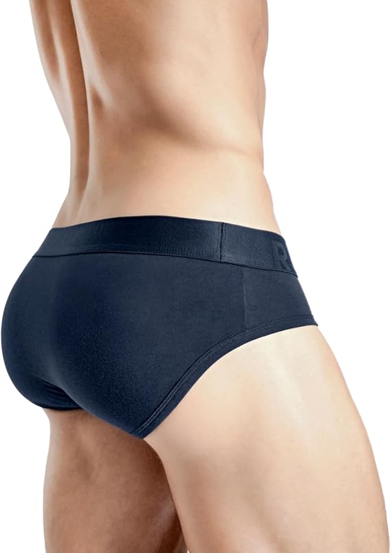 Rounderbum Mens Padded Underwear Briefs with Permanent Butt Enhancing Pads Butt Lifting Invisible Brief, 3 Colors