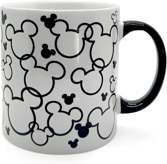 Disney Mickey Mouse Black and White Ceramic Mug, 20 Ounces