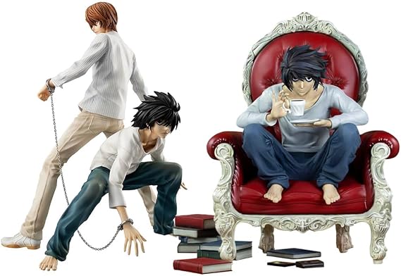 2PCS Light Yagami/L Figure Anime Statue Death Note Figure PVC Character Model Collection Sculpture Desk Decoration Gifts