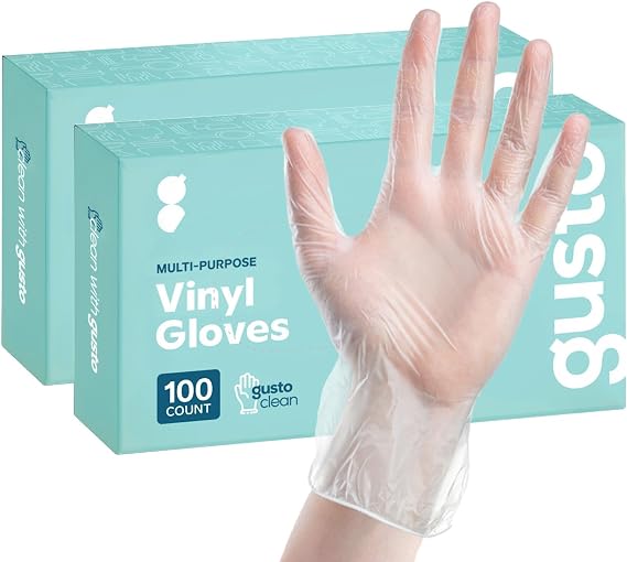 GUSTO Disposable Plastic Vinyl Gloves