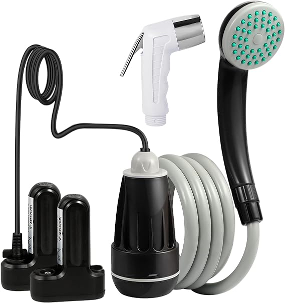 KEDSUM Portable Shower, Portable Camp Shower Pump with Rechargeable Battery, Portable Shower for Camping, Portable Outdoor Shower Head for Camping, Hiking, Traveling(+ Handheld Sprayer)