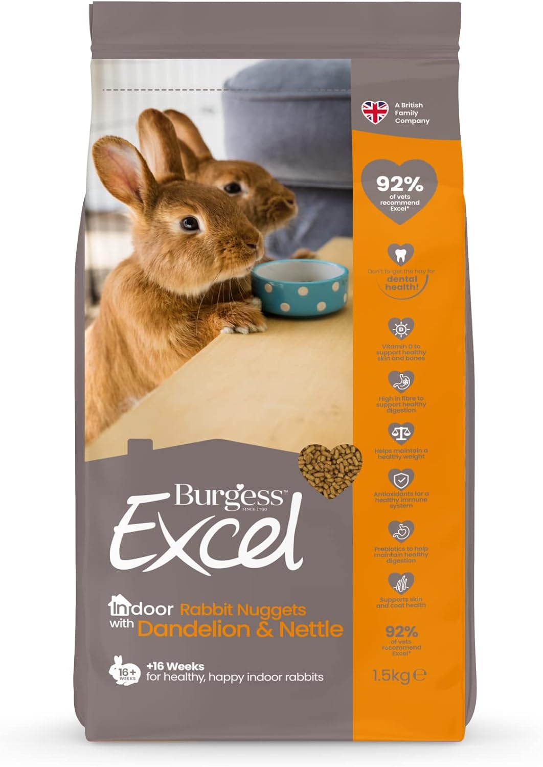 Excel Burgess Indoor Rabbit Nuggets, 1.5 X 4