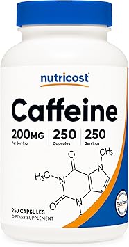 Nutricost Caffeine Pills, 200mg Per Serving 250 Caps