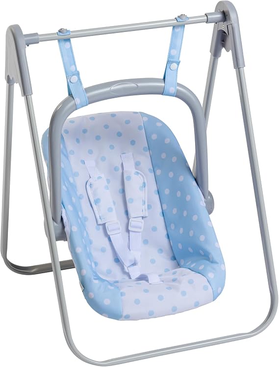 JC Toys - for Keeps Playtime | 2 in 1 Baby Doll Swing and Portable Carrier | for Dolls up to 18" | Ages 3+ | Blue
