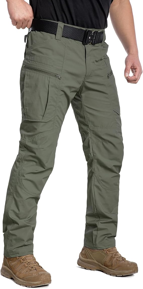 CARWORNIC Mens Ripstop Water Resistant Cargo Tactical Pants Lightweight Breathable EDC Outdoor Hiking Work Pants 8 Pockets