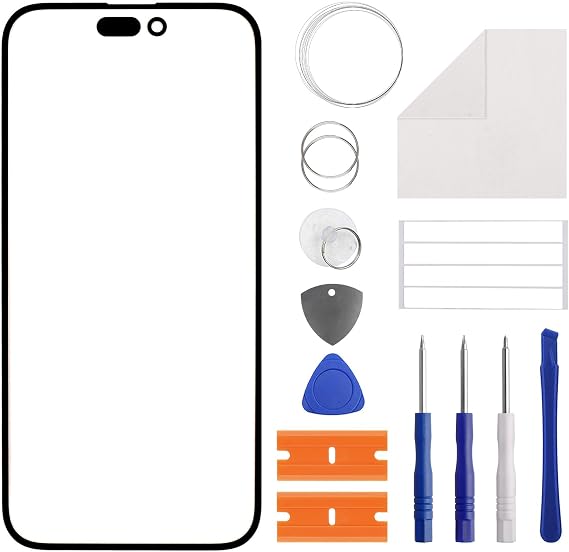 New Duotipa Front Glass Panel Replacement for iPhone 14 Pro Max with Specialized Repair Tools Kit.(No LCD Touch & Digitizer)-6.7''