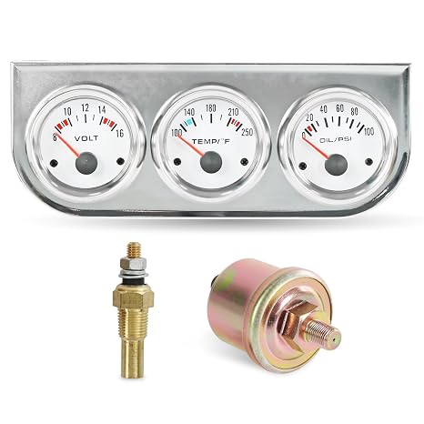 Triple Gauge Set(Oil Pressure Gauge + Water Temperature Gauge + Volt Meter)