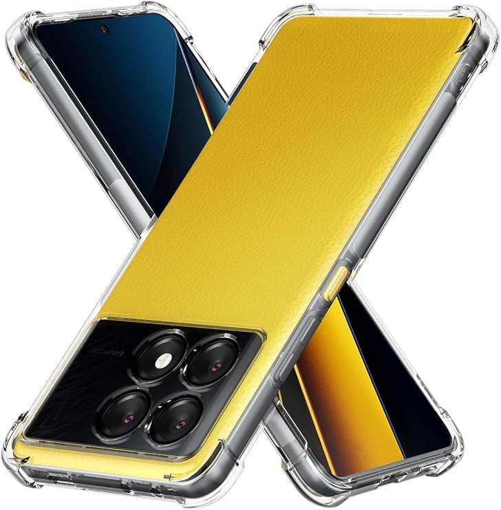 Camera Protected Airbag Antishock Corner Protected Transparent Silicone Case Compatible with Xiaomi Poco X6 Pro