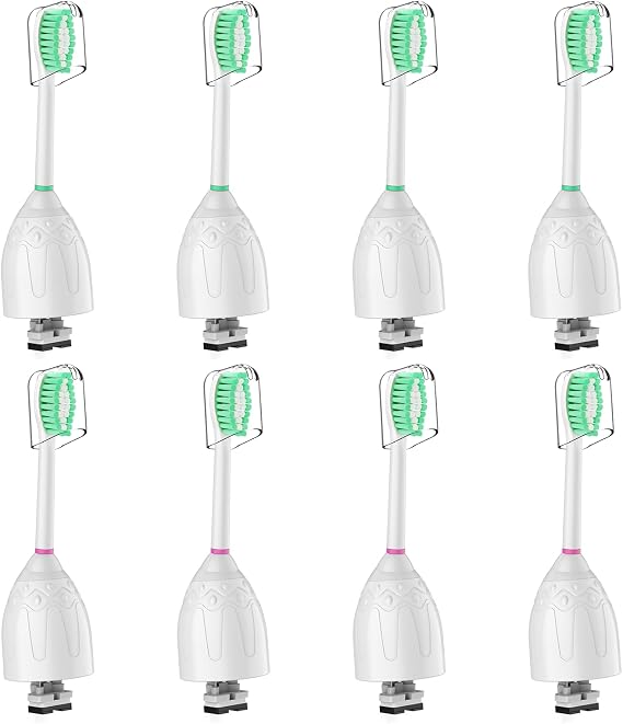 Replacement Toothbrush Heads for Philips Sonicare E-Series/Essence/Xtreme/Elite and Other Screw-on Electric Toothbrush Models, 8 Pack, Dupont Bristles with Protective Cover
