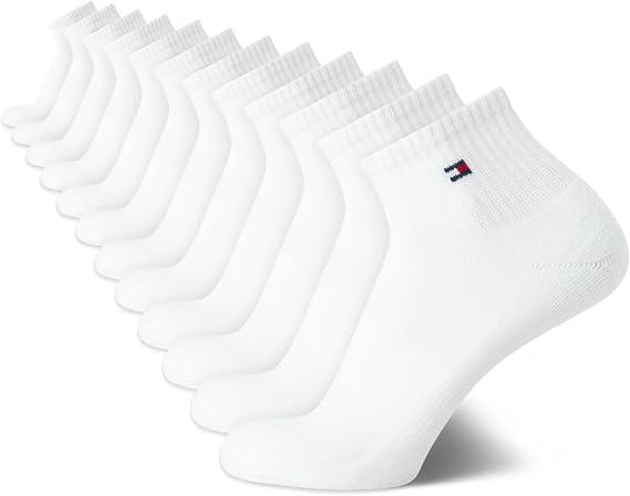 Tommy Hilfiger Mens 12 Pack Cotton Cushioned Quarter Socks Arch Support