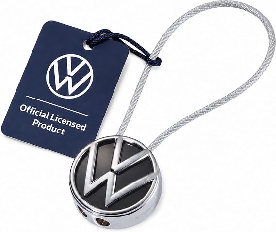 Troika VW LOOP VOLKSWAGEN Logo Keyring - Wire Loop - Enamel Cast Metal - Chrome Plated - Black, Silver, silver, 70 x 27 x 12 mm, Modern, Silver, 70 x 27 x 12 mm, Modern