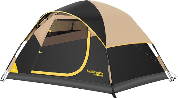 FanttikOutdoor Zeta C2/3/4 Camping Tent, 2/3/4 Person Instant Dome Tent, Easy Setup in 60s, Portable Waterproof Cabin Tent with Pre-Attached Poles & Air Vent, Ideal for Camping, Hiking, Backyard
