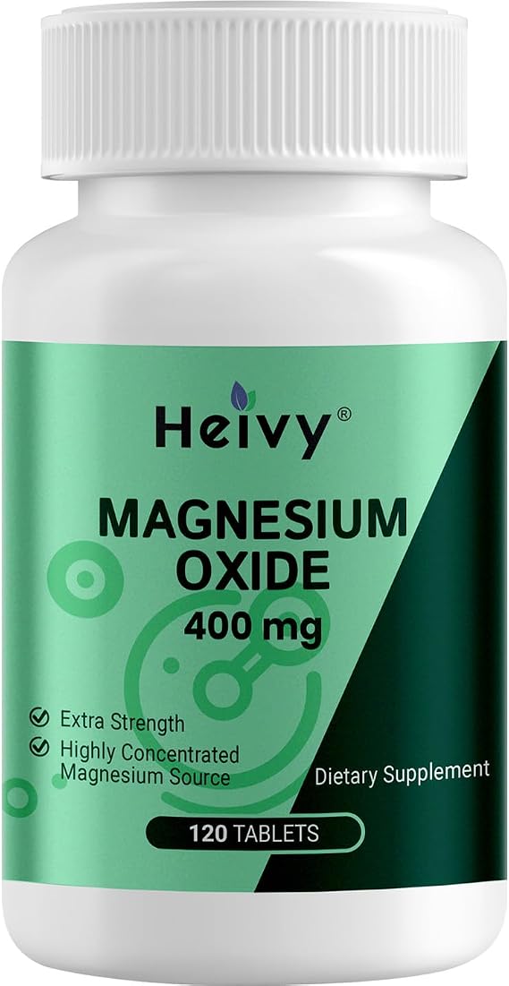 Heivy Magnesium Oxide 400mg Made in USA, 120 Tablets