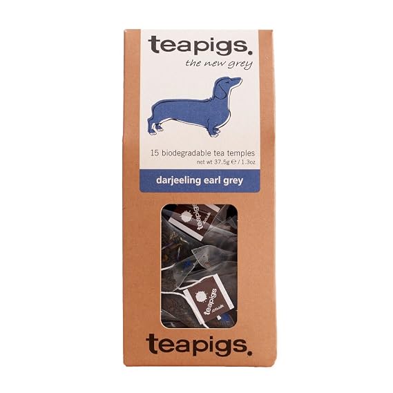 teapigs, Darjeeling Earl Grey Tea, Made with Whole Leaves, Whole Leaf Tea Temples, 15 Count, Pack of 15, Elegant, Floral Bergamot Blend