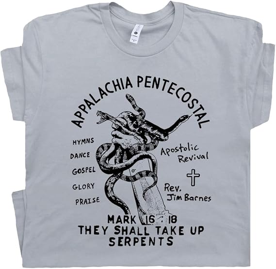 Snake Handling T Shirt Weird Occult Gothic Horror Pentacostal Church Tee | Shirts For Men, T-Shirt for Guys, For Women, For Boys, Crazy Unhinged, Statement, Novelty Shirts, Odd Strange Graphic Tee