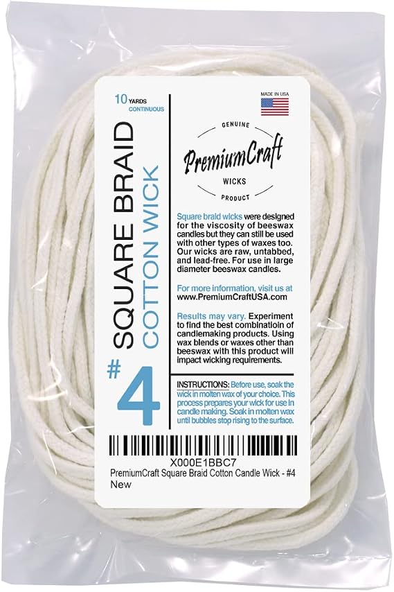 Square Braid Cotton Candle Wick - #4