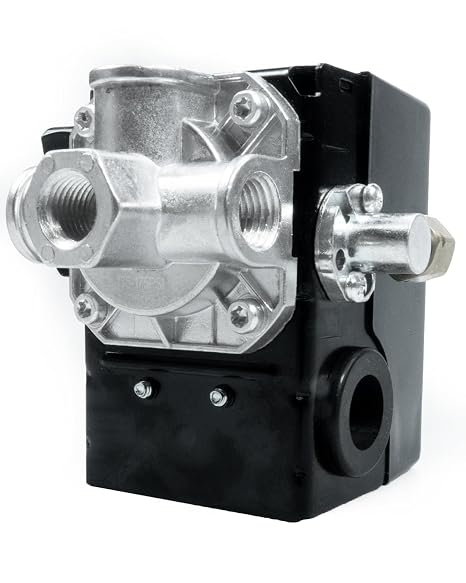Pressure Switch Two Stage Compressor 135-175 PSI Fit for Ingersoll Rand Air Compressor Pressure Switch 2340 2475 2545 7100 5-7.5 HP, Replace 23474570 W/Unloader and 4 Port On/Off Lever